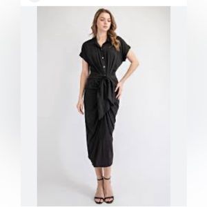 DAL Short Sleeve Shirred Shirt Dress